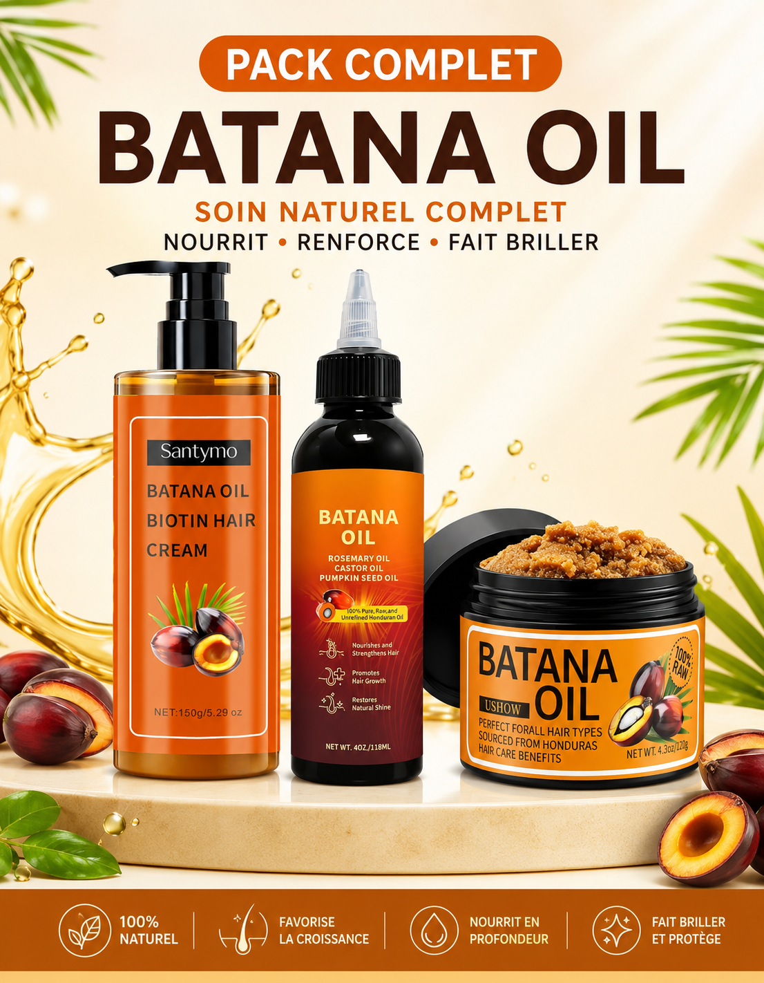 Pack Complet Batana Oil – Routine Croissance & Réparation Intense (3-en-1)
