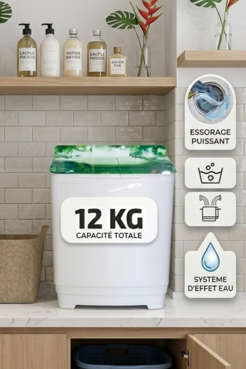 Machine à Laver 2-en-1 Haute Performance – Capacité 12 KG