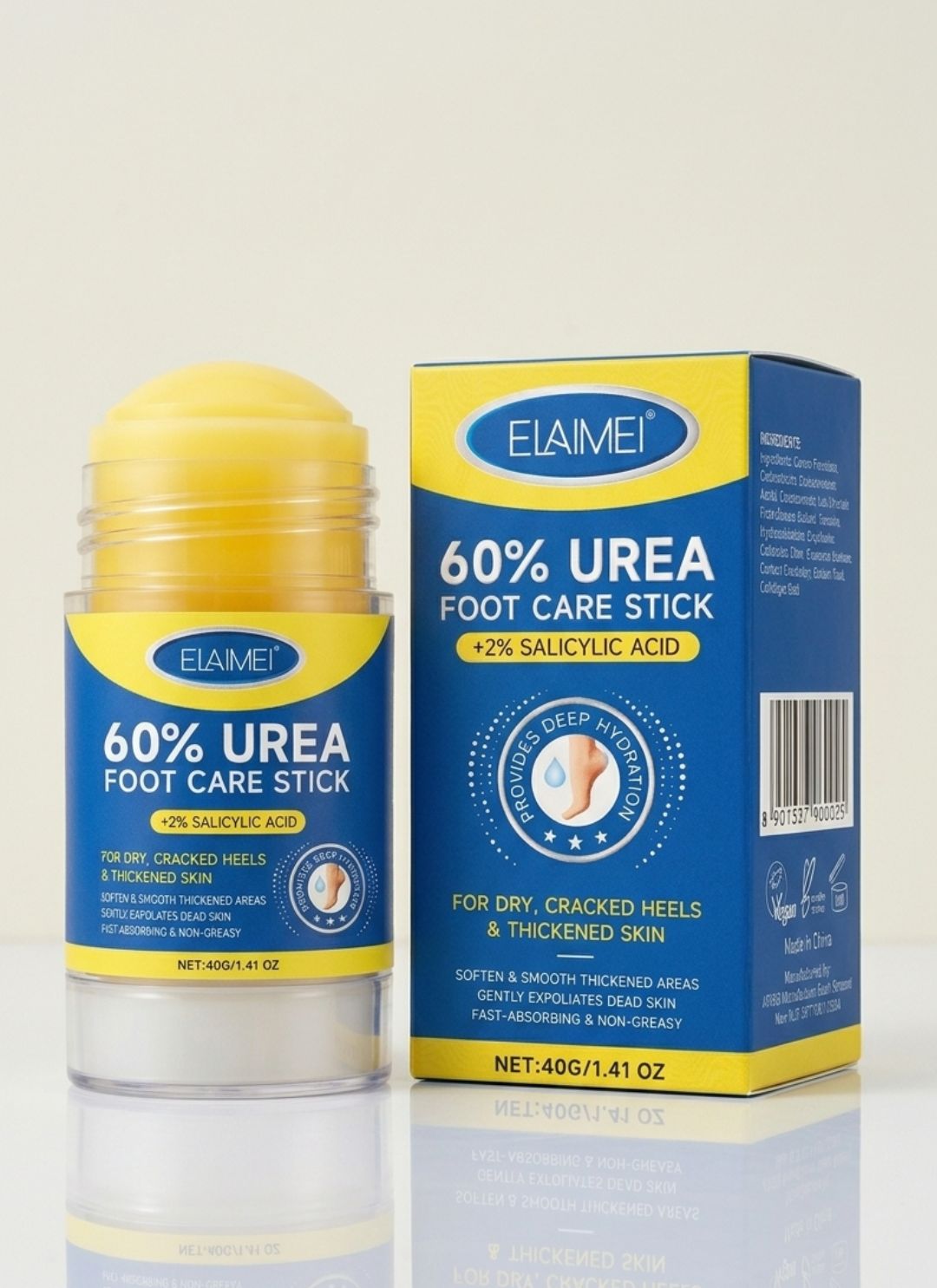 ELAIMEI 60% UREA FOOT CARE STICK. Réparez Vos Talons Fissurés & Retrouvez Des Pieds Doux En Quelques Jours !