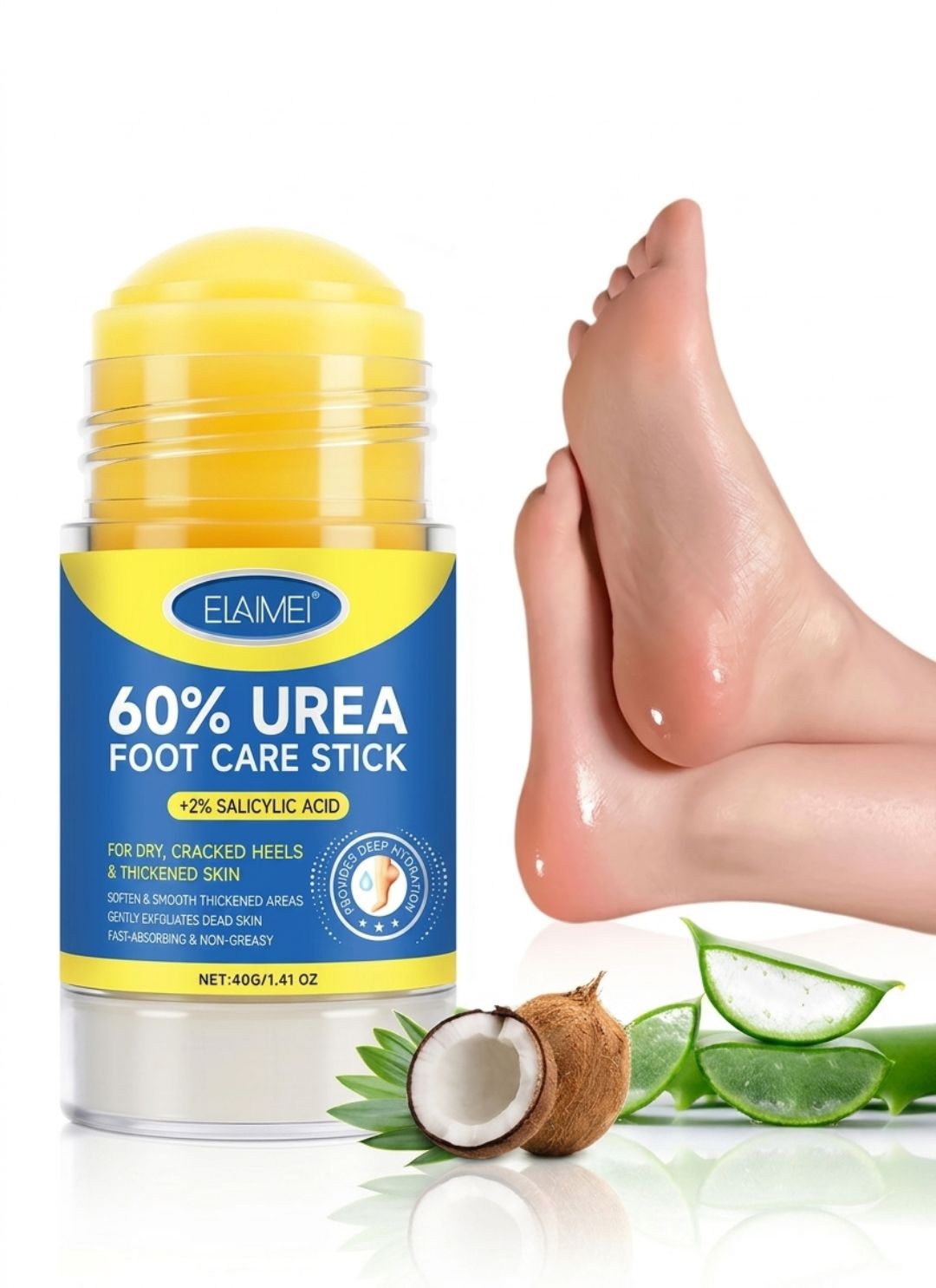 ELAIMEI 60% UREA FOOT CARE STICK. Réparez Vos Talons Fissurés & Retrouvez Des Pieds Doux En Quelques Jours !